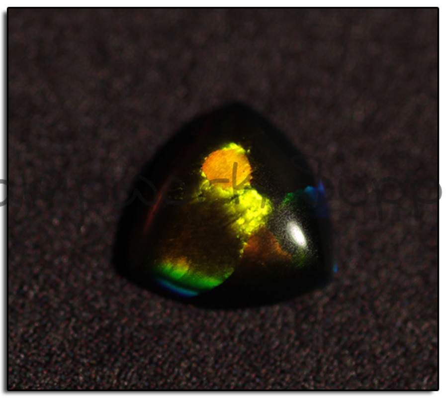 5mm Black Trillion Opal with Yellow Fire