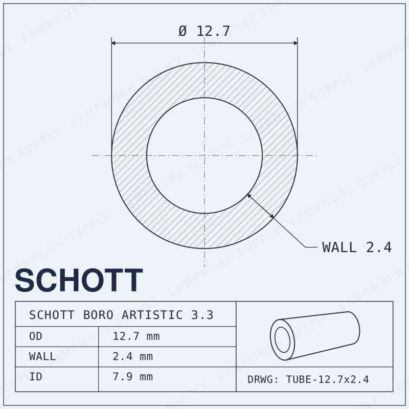 Schott Boro Artistic 12.7mm x 2.4mm Tubing