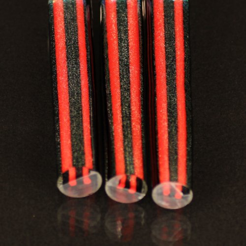 Teal Silver Amethyst / Red Black Dichroic Latticino Cane