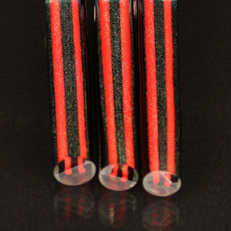 Teal Silver Amethyst / Red Black Dichroic Latticino Cane