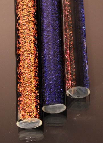 Blue / Candy Apple Dichroic over Eclipse Latticino Cane