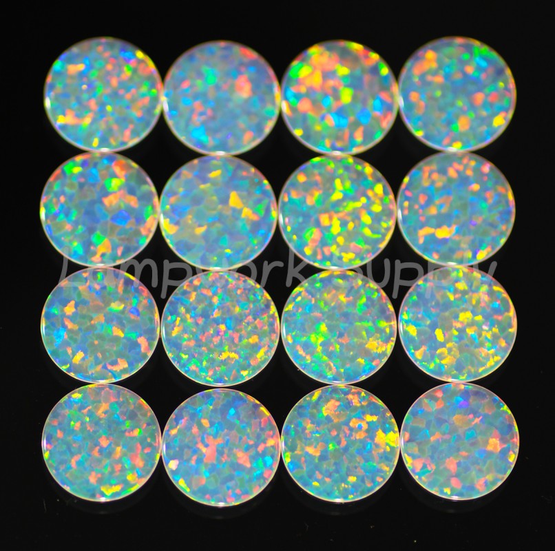 10mm Pink Round Coin Opal with Red Fire