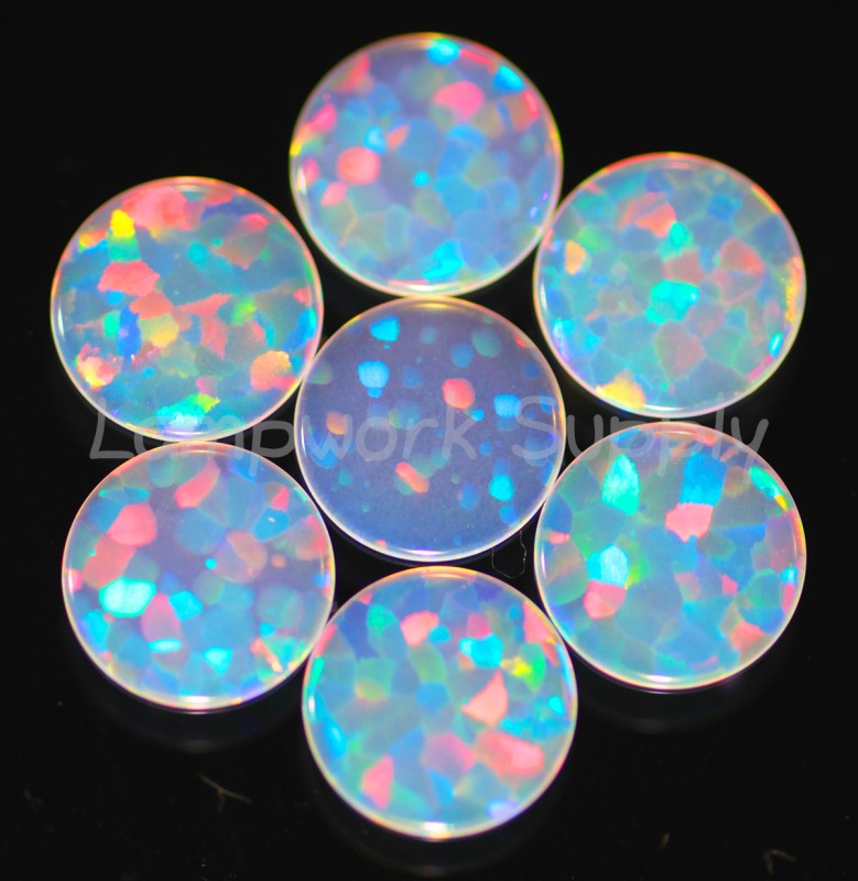 8mm Pink Round Coin Opal with Red Fire