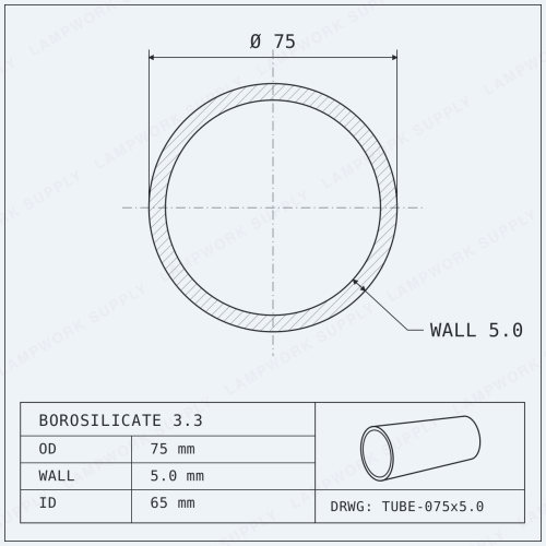 Chinese Clear 75 x 5mm Tube