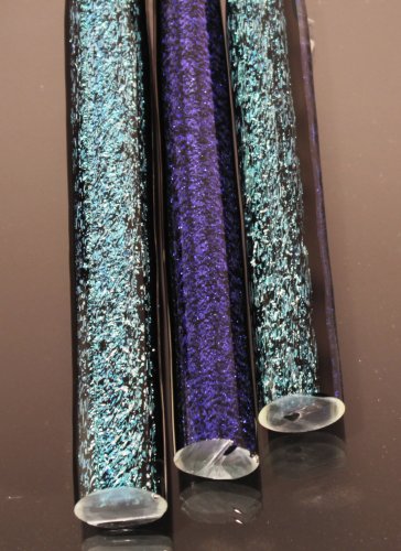 Teal Green / Blue Dichroic over Eclipse Latticino Cane