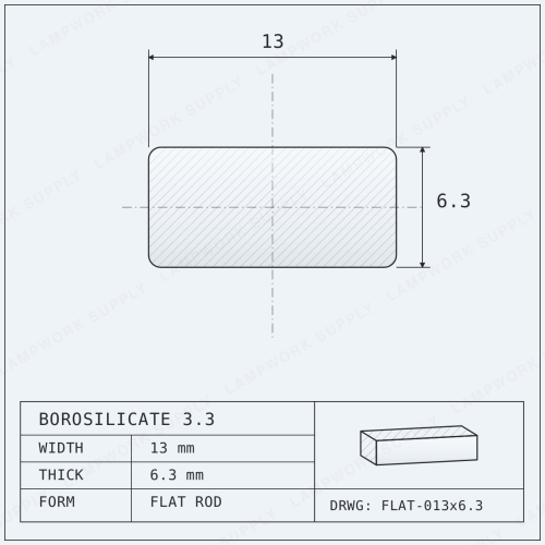Chinese Clear 13 x 6.3mm Flat Rod