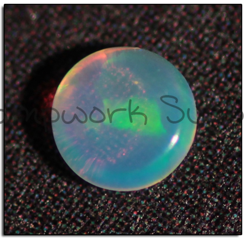 3mm White Round Coin Opal with Red Fire