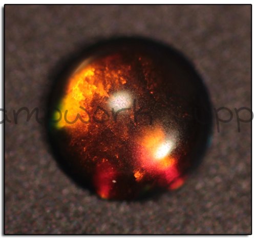 Kyocera 5mm Cabochon Opal - Black Yellow Yellow Fire