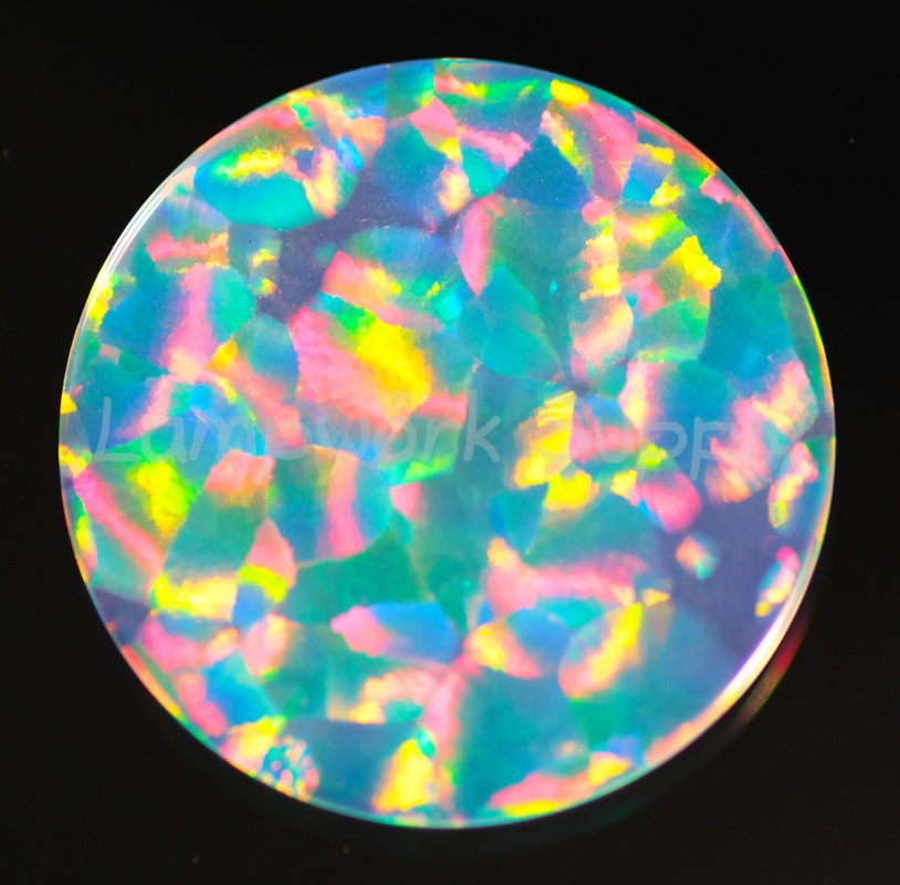 20mm White Round Coin Opal with Red Fire