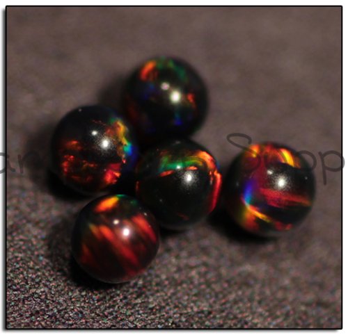 Kyocera 2mm Sphere Opal - Black Red Fire
