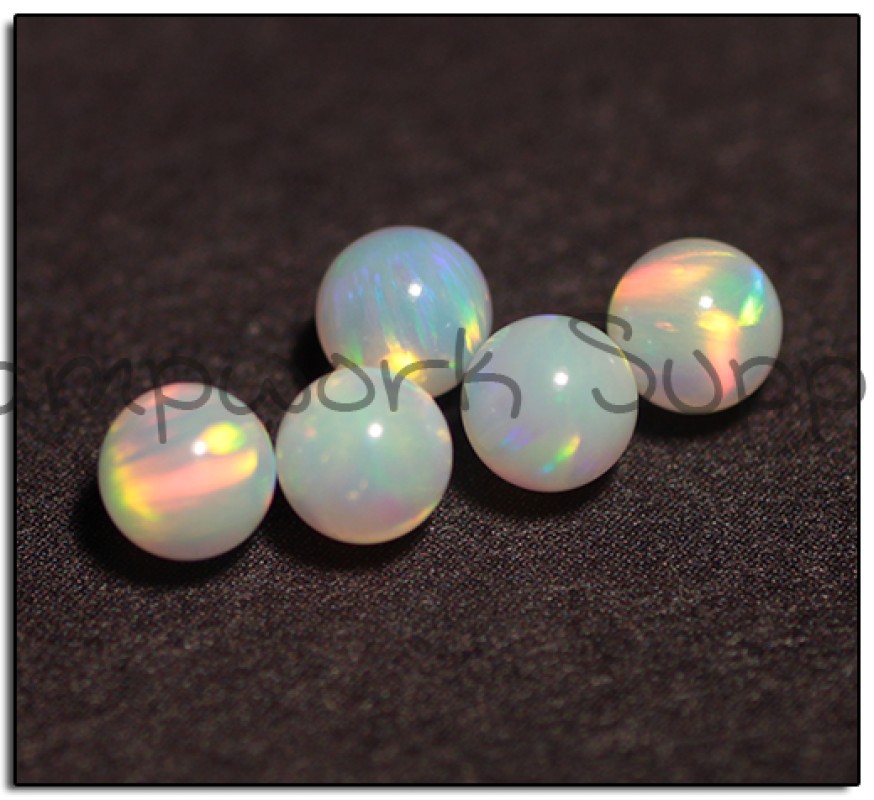 4mm White Sphere Opal with Red Fire