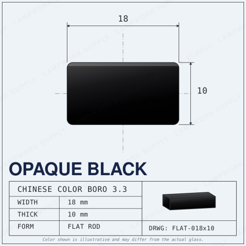Chinese Color Opaque Black - 18mm x Flat Flat Rod 18 x 10mm