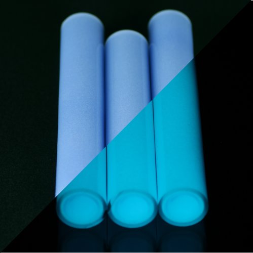 BoroGlow Secret White Glow In The Dark Glass Tube - UV Reactive Sky Blue Glow