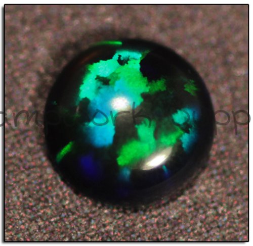 Kyocera 4mm Cabochon Opal - Black Green Green Fire