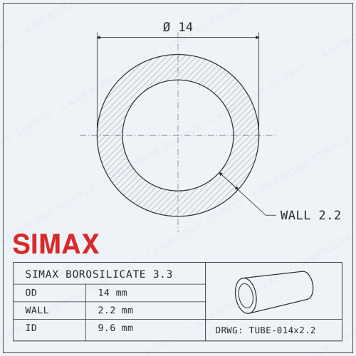 Simax 14mm x 2.2mm Tubing