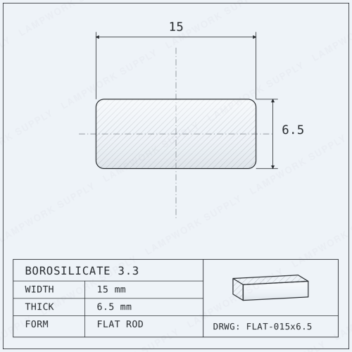Chinese Clear 15 x 6.5mm Flat Rod